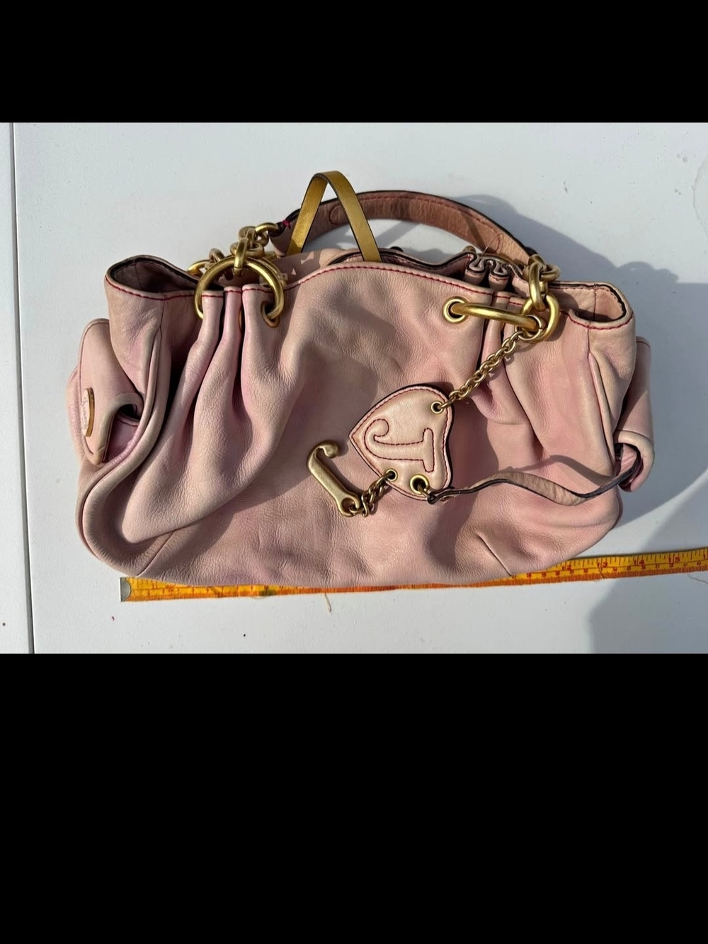 Juicy Couture Blush Pink Leather Shoulder Bag with Gold Hardware